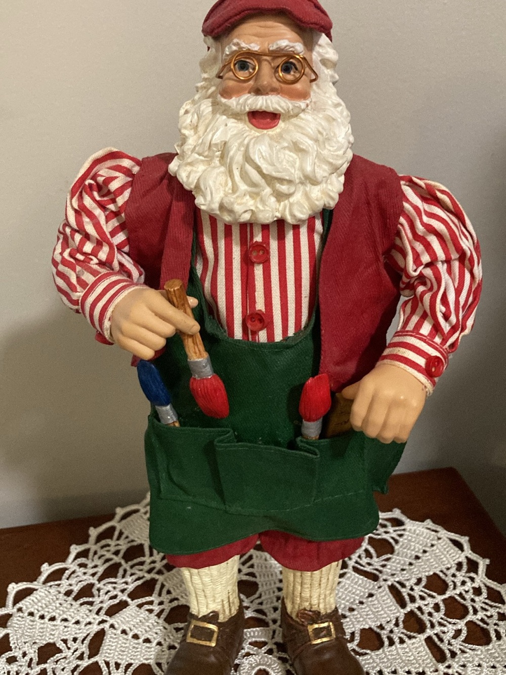 Festive Santa Figurine in Red, Green and White